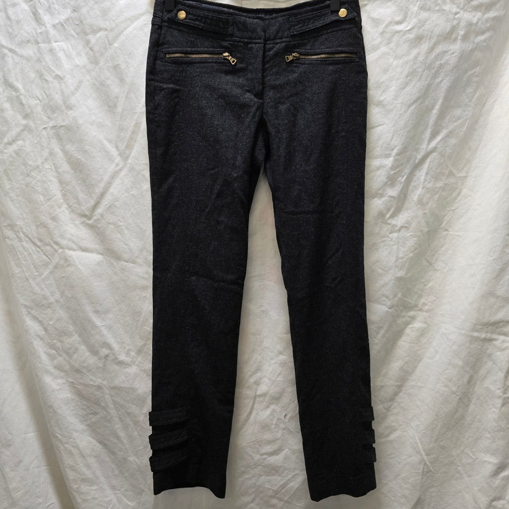 Y2K EXPRESS Wool Blend Zipper Accent Ankle Pants Women Gray Size 0 Straps Snaps‎
